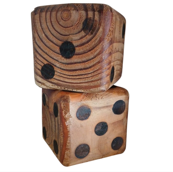 Pair Wooden Vtg‎ Folk Art Dice - Picture 2 of 6